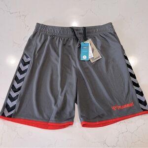Hummel Authentic Poly Soccer Football Shorts EU S US XS NWT Gray Orange Men’s